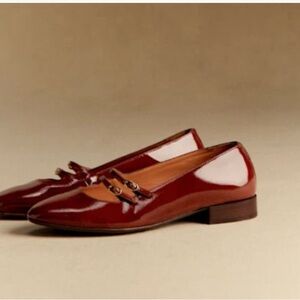 Sezane Burgundy Patent Leather Loafers